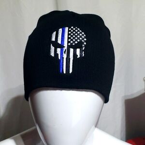 Thin blue line skull Knit Cap
